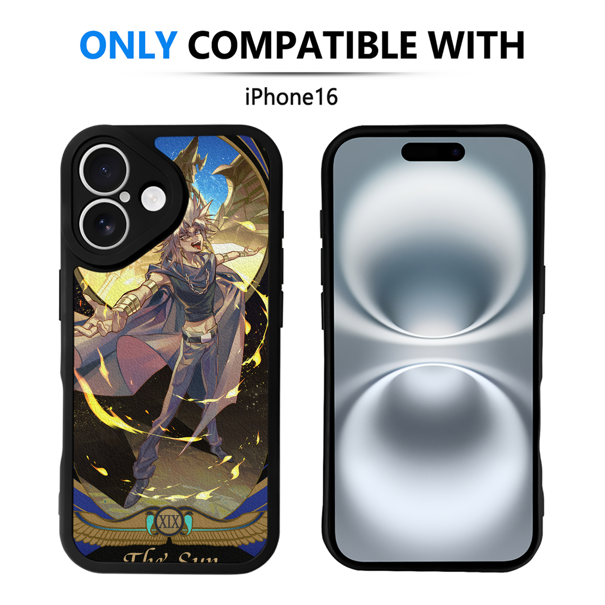 （画像用） 遊☆戯☆王 Yu-Gi-Oh! 【iPhone 16シリーズ対応】シリコンスマホケース（レザー調） 材質：シリコン